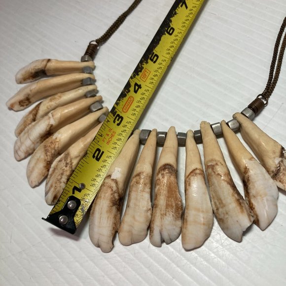 Wild Boar Tooth Necklace African Tribal Style - Picture 11 of 12